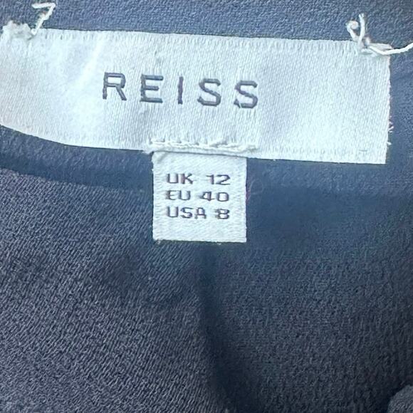 REISS Suzanne Pearl Black Sheer Blouse Mandarin Collar Women’s Size 8 - Picture 8 of 8